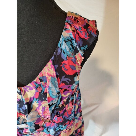 Moulinette Soeurs Size 2 Sleeveless Floral Ruffle Blouse Silk - Picture 2 of 6